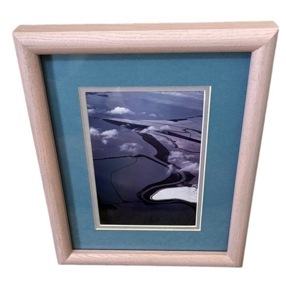 C.J. Calinoff Aerial Art Print with Wooden Pink Frame and Blue Border‎ Decor 11"